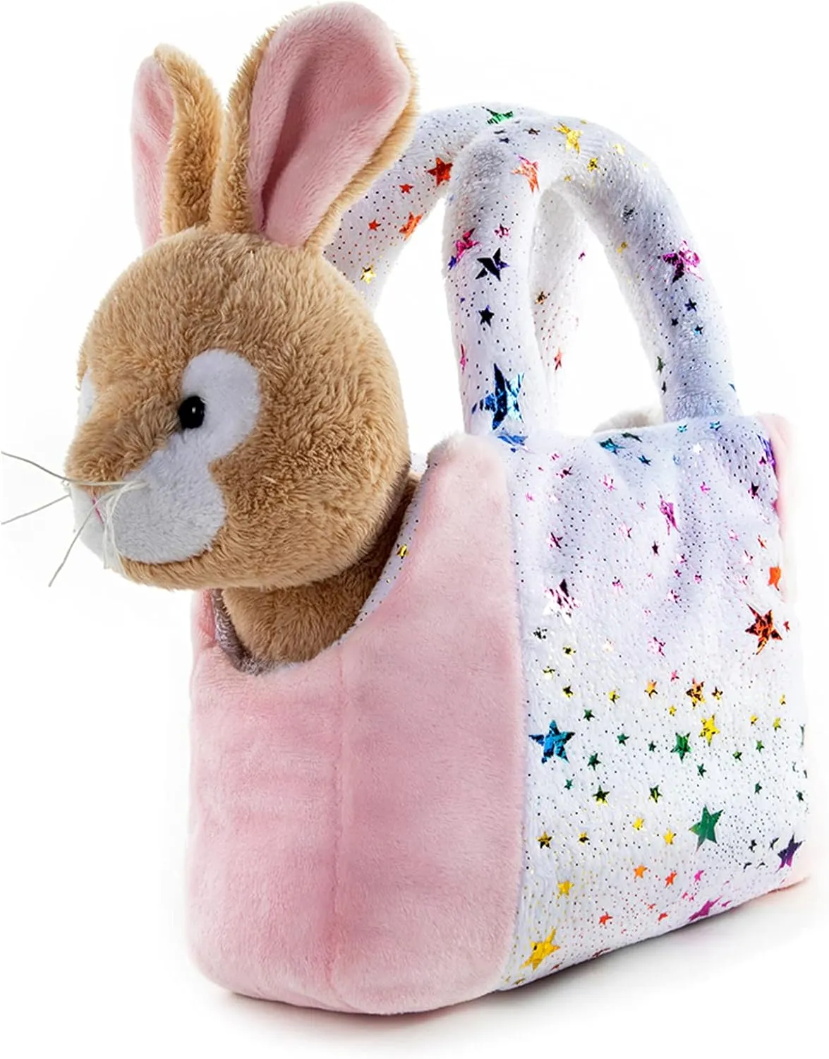 My OLi Plush Pet Set Pet Carrier Stuffed Animal Purse with Bunny and Sheep Plush Toy Gift for Kids and Girls