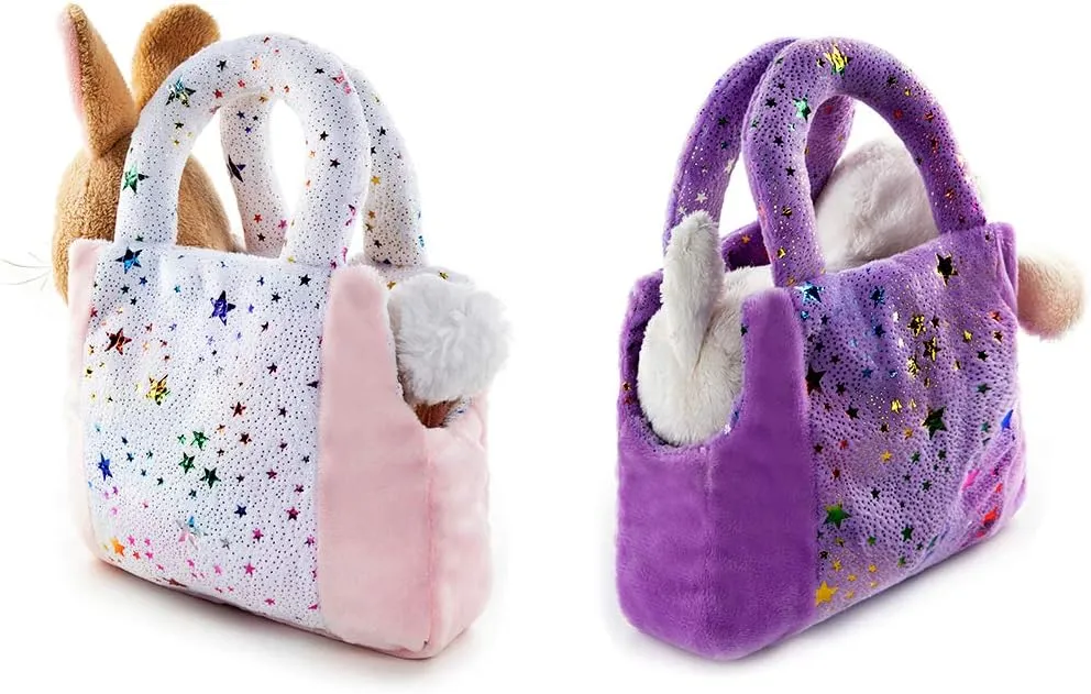 My OLi Plush Pet Set Pet Carrier Stuffed Animal Purse with Bunny and Sheep Plush Toy Gift for Kids and Girls