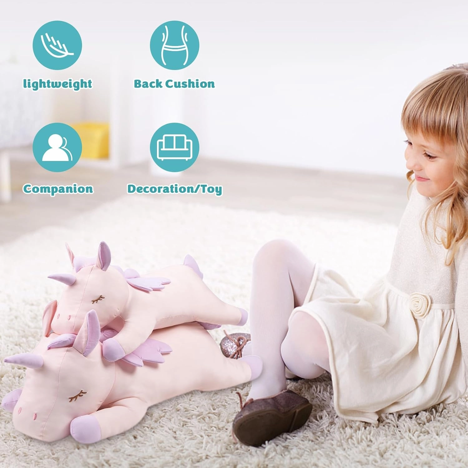 My OLi 18'' Unicorn Cooling Stuffed Animal Pillow - Coolable Soft Chill Plush Hugging Toy - Gift for Kids and Adults
