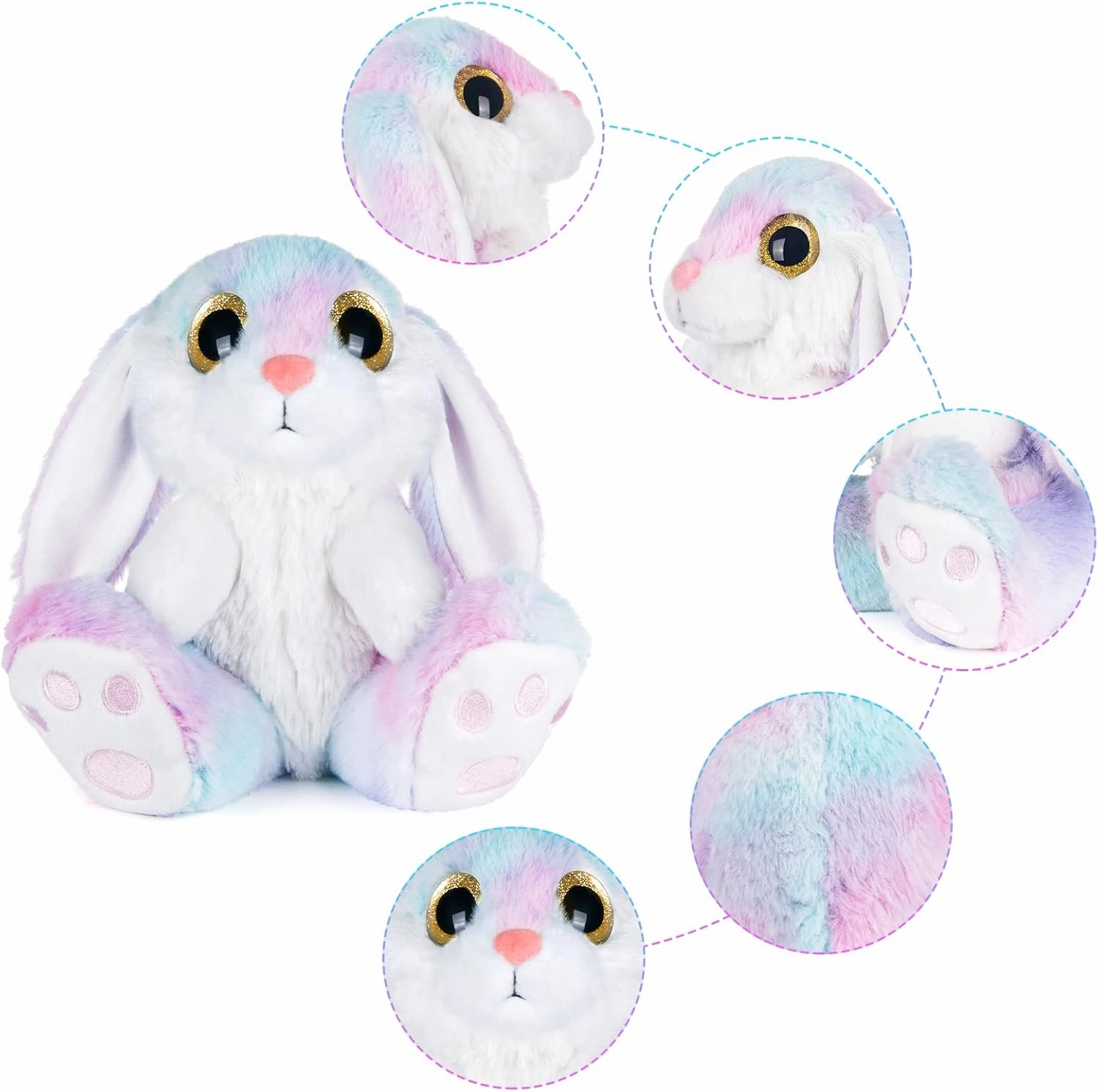 My OLi Bunny Stuffed Animal 8.5in Plush Rabbit with Floppy Ear Bedtime Friend Soft Toy Gifts for Girls Boys Kids, Rainbow
