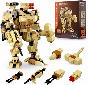 MyBuild Mecha Frame Titan - Toy Building Sets Mecha 6 Inches, Build Robot Mech, Adjustable Action Poses, All Major Building Bricks Compatible, for Mech Fans