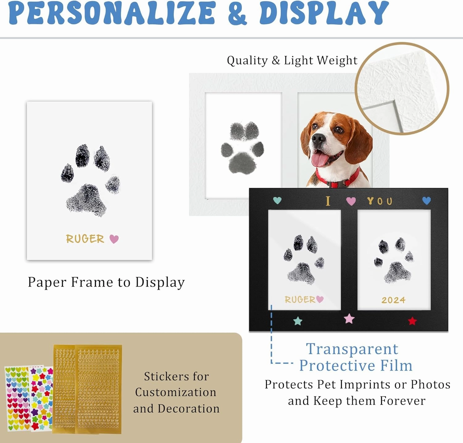 MYPAWLETS Inkless Pet Paw Print Kit,Clean Touch Ink Pad for Dog Paw Prints,Mess-Free Paw Print Stamp Pad for Dogs Cats,Dog Nose Print Kit,Personalized Pet Lover,Dog Mom Gift-4M