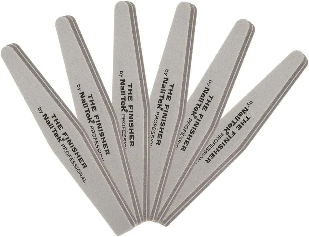 Nail Tek The Finisher File, Professional Double-Sided 240/400 Grit Nail File to Shape and Smooth Acrylic, Gel, and Natural Nails, Nail Polish Remover, Must-Have Manicure and Pedicure Kit Tool, 6 Pack