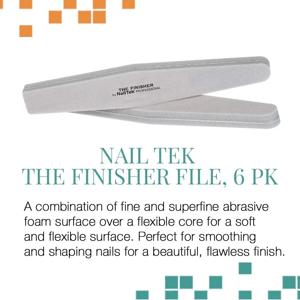 Nail Tek The Finisher File, Professional Double-Sided 240/400 Grit Nail File to Shape and Smooth Acrylic, Gel, and Natural Nails, Nail Polish Remover, Must-Have Manicure and Pedicure Kit Tool, 6 Pack