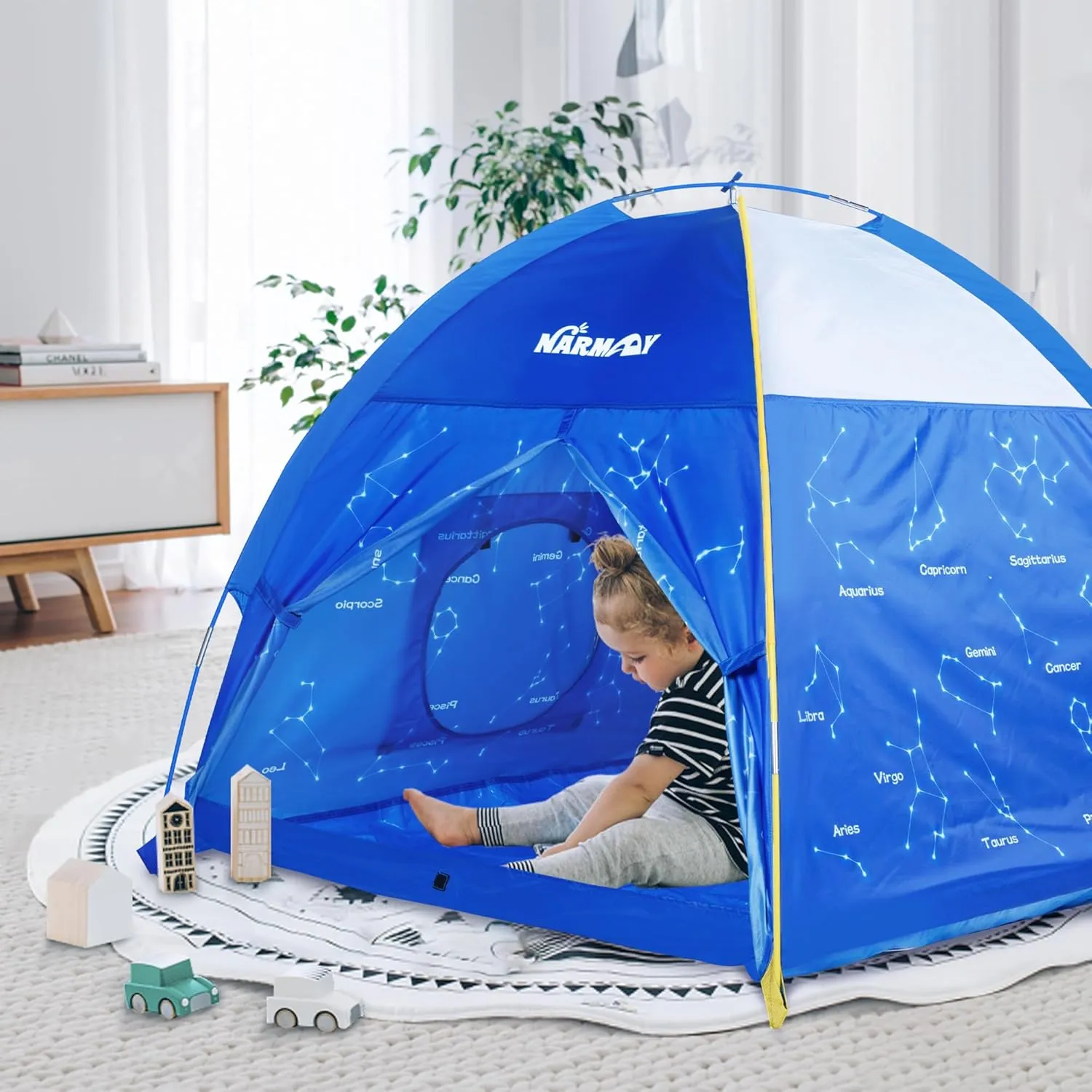 NARMAY® Play Tent Blue Starry Sky Dome Tent for Kids Indoor/Outdoor Fun - 48 x 48 x 40 inch
