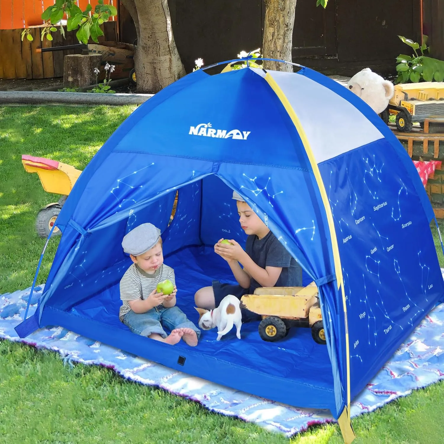NARMAY® Play Tent Blue Starry Sky Dome Tent for Kids Indoor/Outdoor Fun - 48 x 48 x 40 inch