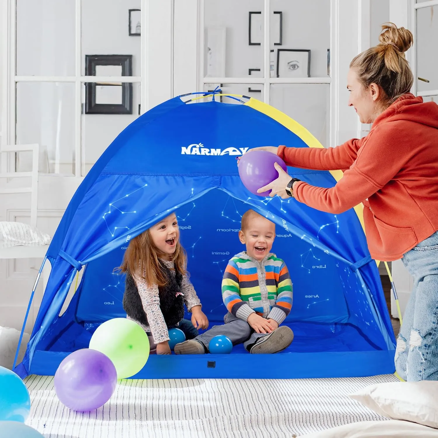 NARMAY® Play Tent Blue Starry Sky Dome Tent for Kids Indoor/Outdoor Fun - 48 x 48 x 40 inch