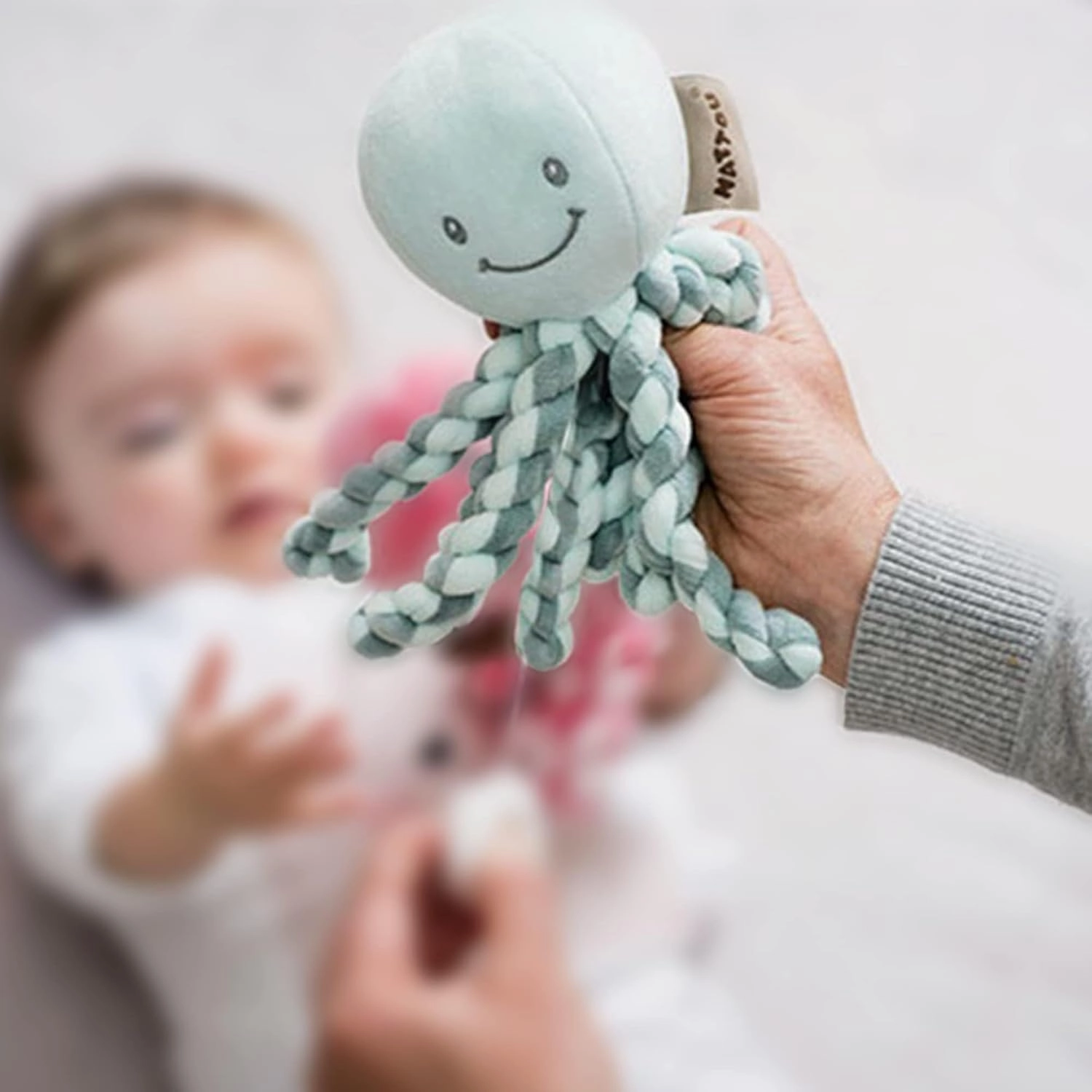 Nattou Lapidou - Piu Piu Octopus Plush Toy for Newborn Babies, Comforting, Soothes for Sleep - Green & Mint Green