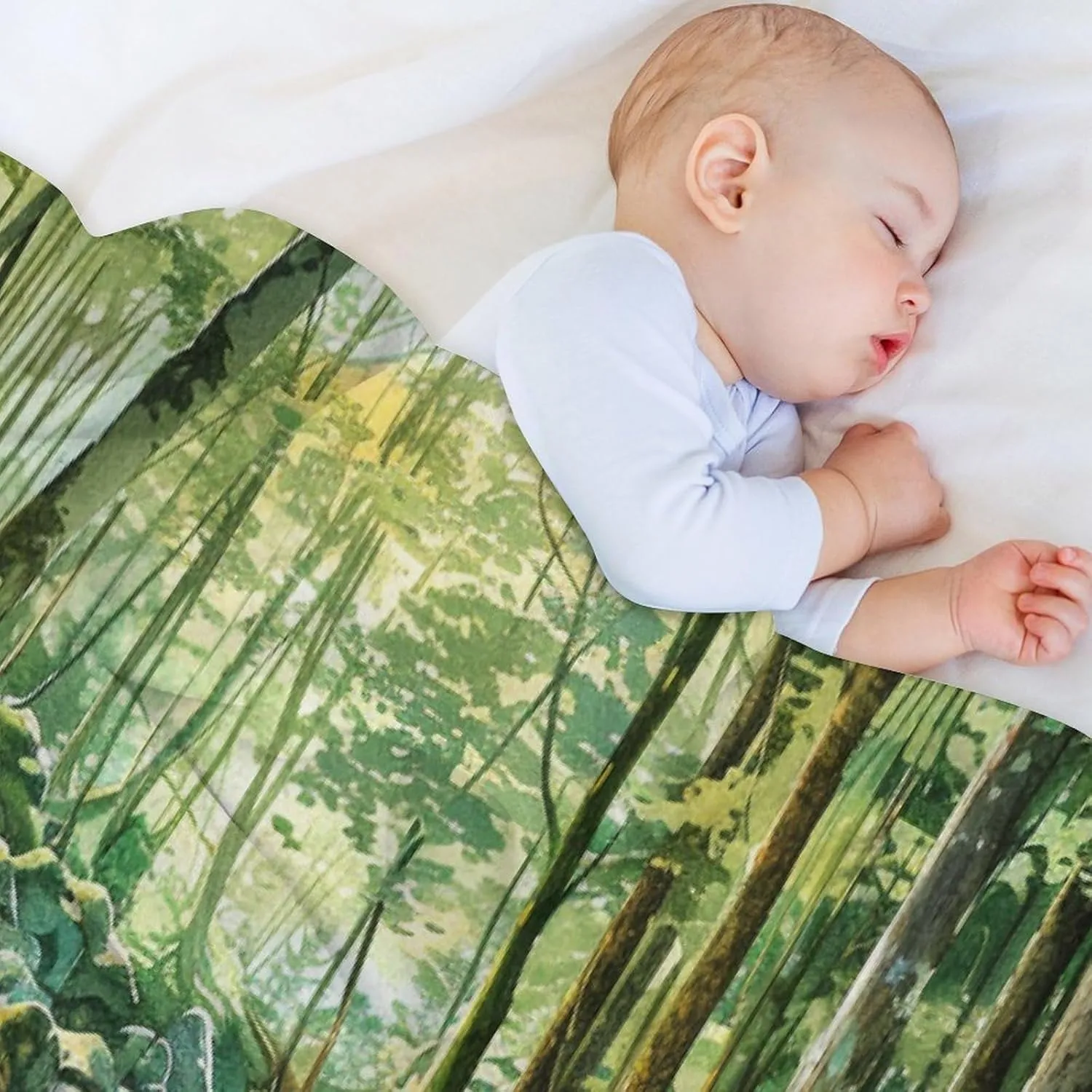 Natural Forest Throw Blanket, Soft Cozy Warm Tropical Jungle Stream Rocky Tree Flannel Blankets for Sofa Couch Bed, 30x40 Inch