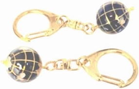 Natural Inlayed Spinning/Fidget Gemstone World Globe Keychain