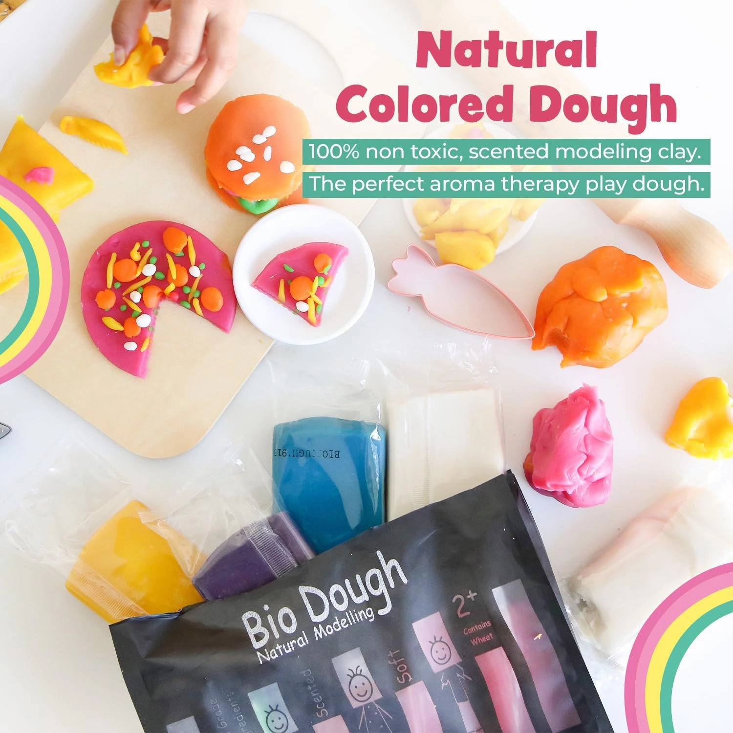 Natural Play Dough - Handmade in Australia - Scented, Non-Toxic & Reusable Modeling Dough for Kids - Food Grade Ingredients - Perfect for Creative Play, Arts & Crafts | 39.7oz (9 Colors)