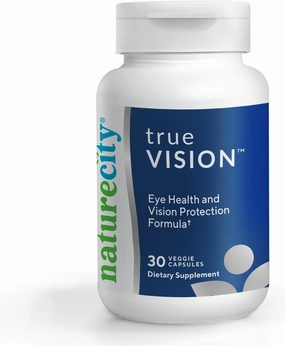 NatureCity True-Vision Eye Health Supplement - Plant-Based Lutein and Zeaxanthin with High Potency Saffron 20mg - Blue Light Potection, Support Central and Night Vision (30 Veggie Capsules)