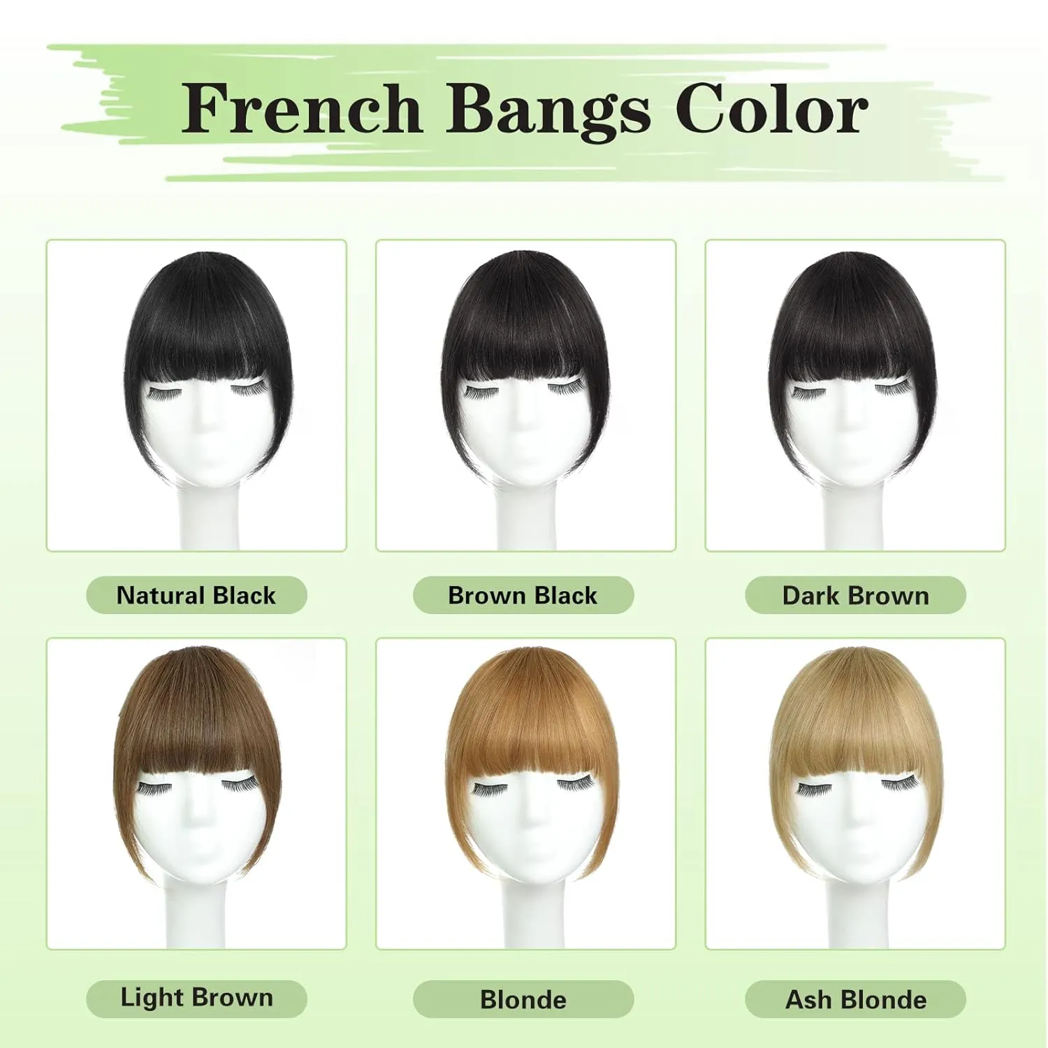 NAYOO Bangs Hair Clip - Brown Black Fake Bangs 100% Real Human Hair Extensions French Bangs for Women Fringe with Temples Hairpieces Curved Bangs for Daily Wear (Brown Black, French Bangs)