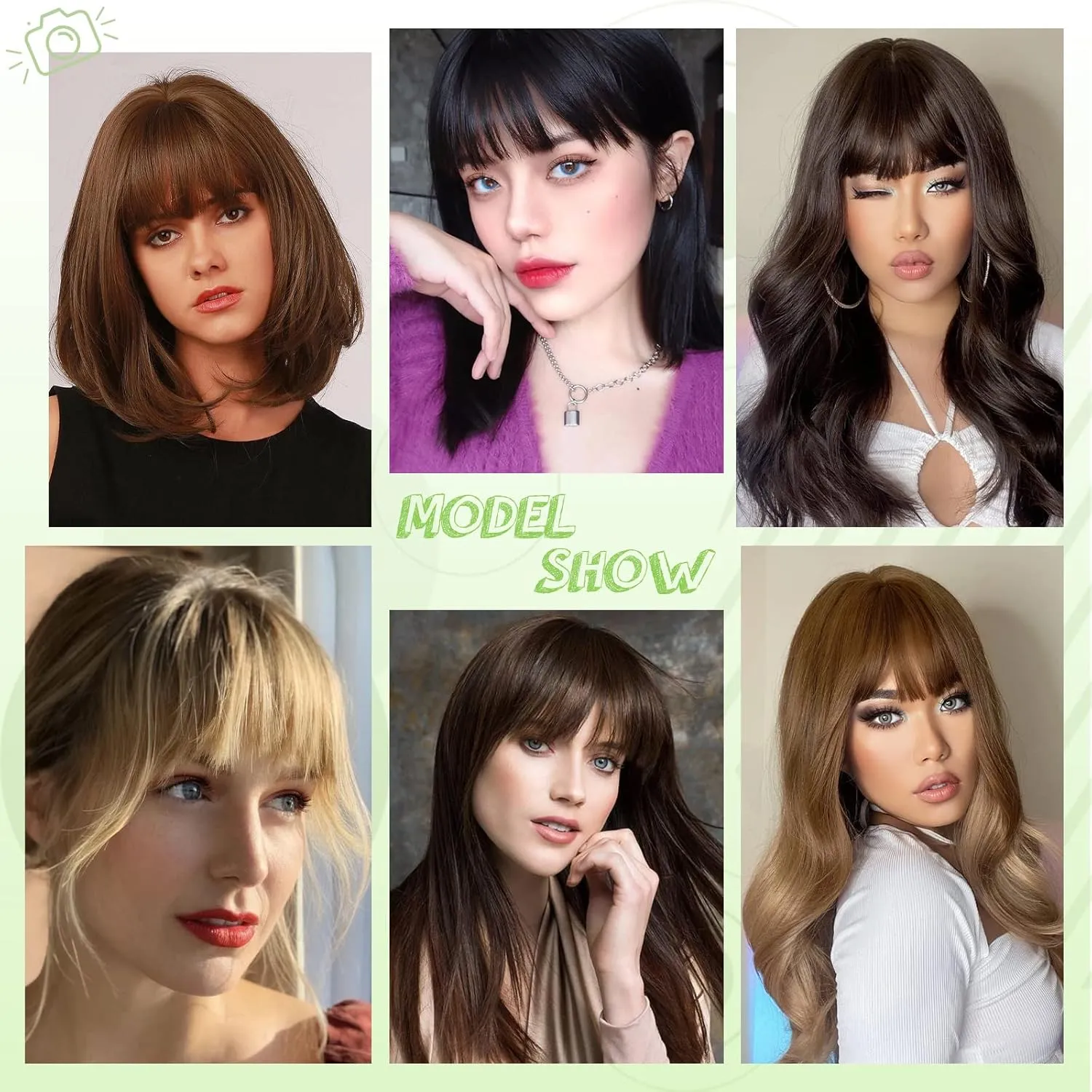 NAYOO Bangs Hair Clip - Brown Black Fake Bangs 100% Real Human Hair Extensions French Bangs for Women Fringe with Temples Hairpieces Curved Bangs for Daily Wear (Brown Black, French Bangs)