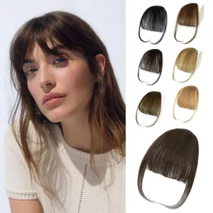 NAYOO Bangs Hair Clip in Bangs 100% Real Human Hair Extensions Wispy Bangs Clip on Air Bangs for Women Hairpieces Curved Bangs (2# darkest brown, Wispy Bangs)