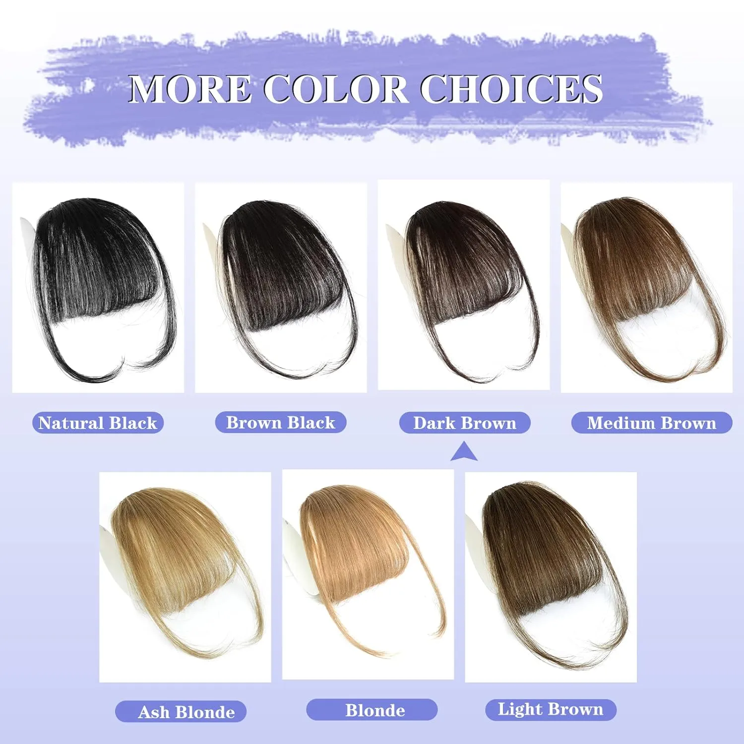 NAYOO Bnags Hair Clip- Dark Brown Fake Bangs 100% Real Human Hair Extensions Wispy Bangs for Women Fringe with Temples Hairpieces Curved Bangs for Daily Wear（Dark Brown Wispy Bangs）