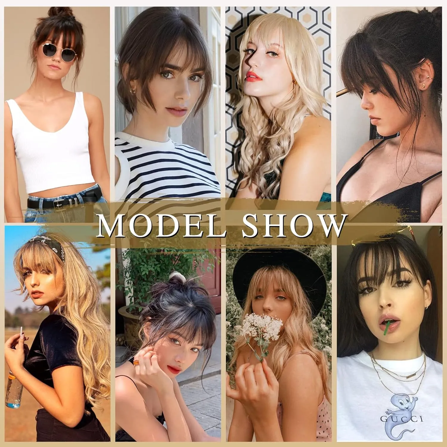 NAYOO Clip in Bangs-Brown Black Human Hair 360° Cover Wipsy Bangs Hair for Women, 2 Secure Clips in Full Fringe Hair Toppers for Women Girls Daily Wear (Brown Black)