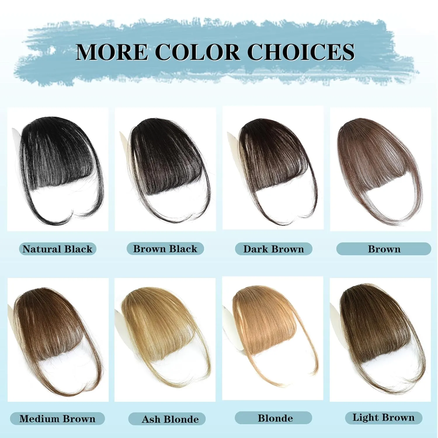 NAYOO Clip In Bangs - Brown Human Hair Fake Bangs Fringe with Temples Hairpieces for Women Natural Curved Hair Extensions for Daily Wear