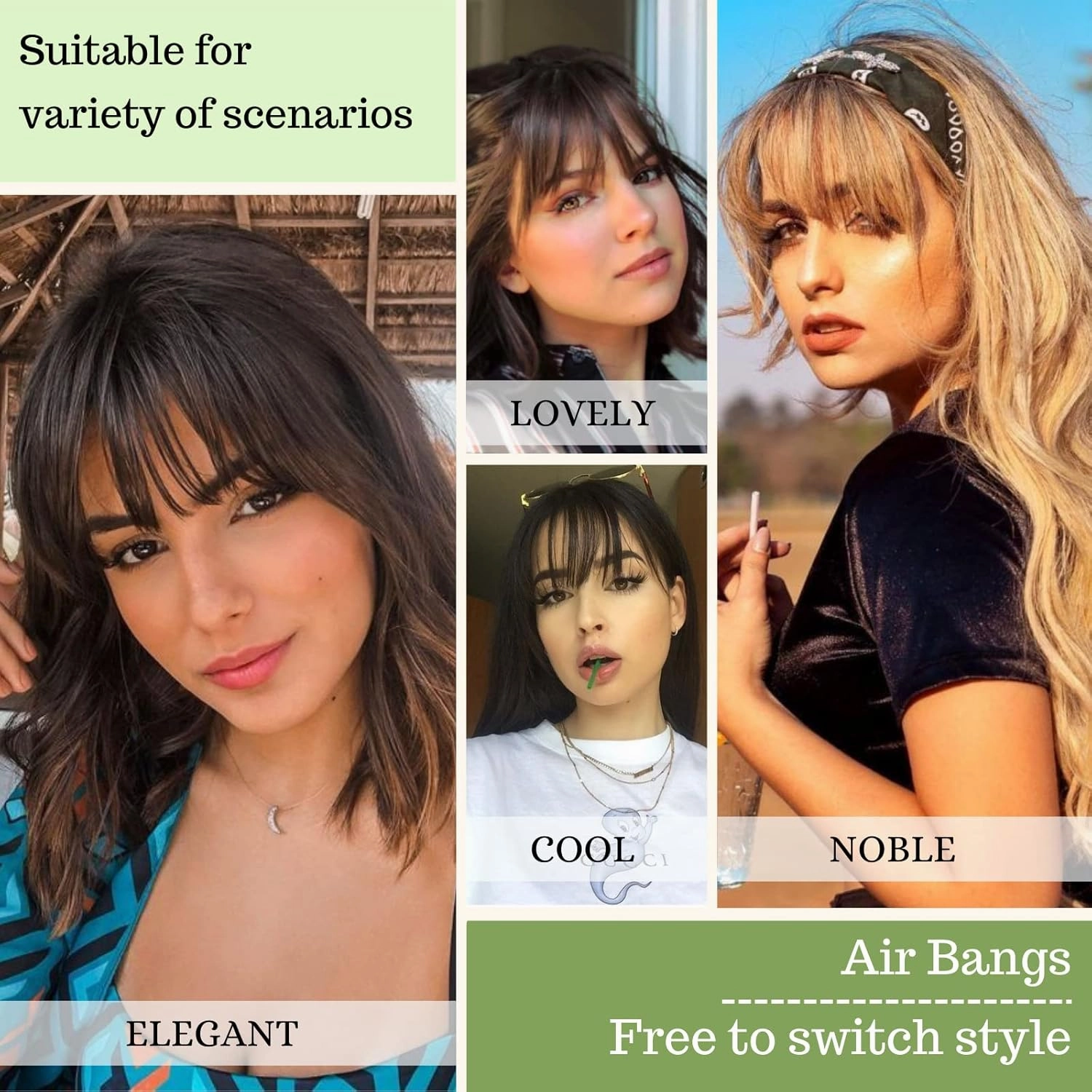 NAYOO Bangs Hair Clip -Medium Brown Fake Bangs 100% Real Human Hair Extensions Wispy Bangs for Women Fringe with Temples Hairpieces Curved Bangs for Daily Wear