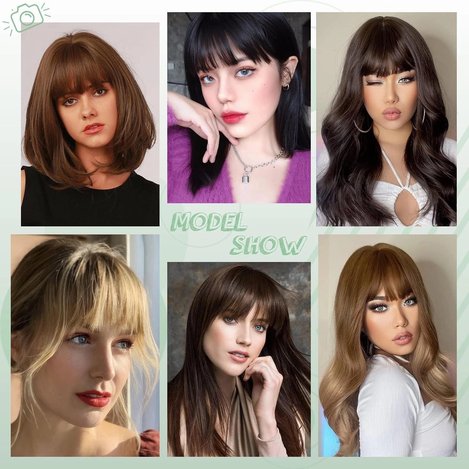 NAYOO French Bangs Hair Clip -Medium Brown 100% Real Human Hair Clip in Bangs for Women Fringe with Temples Hairpieces for Daily Wear (Medium Brown)