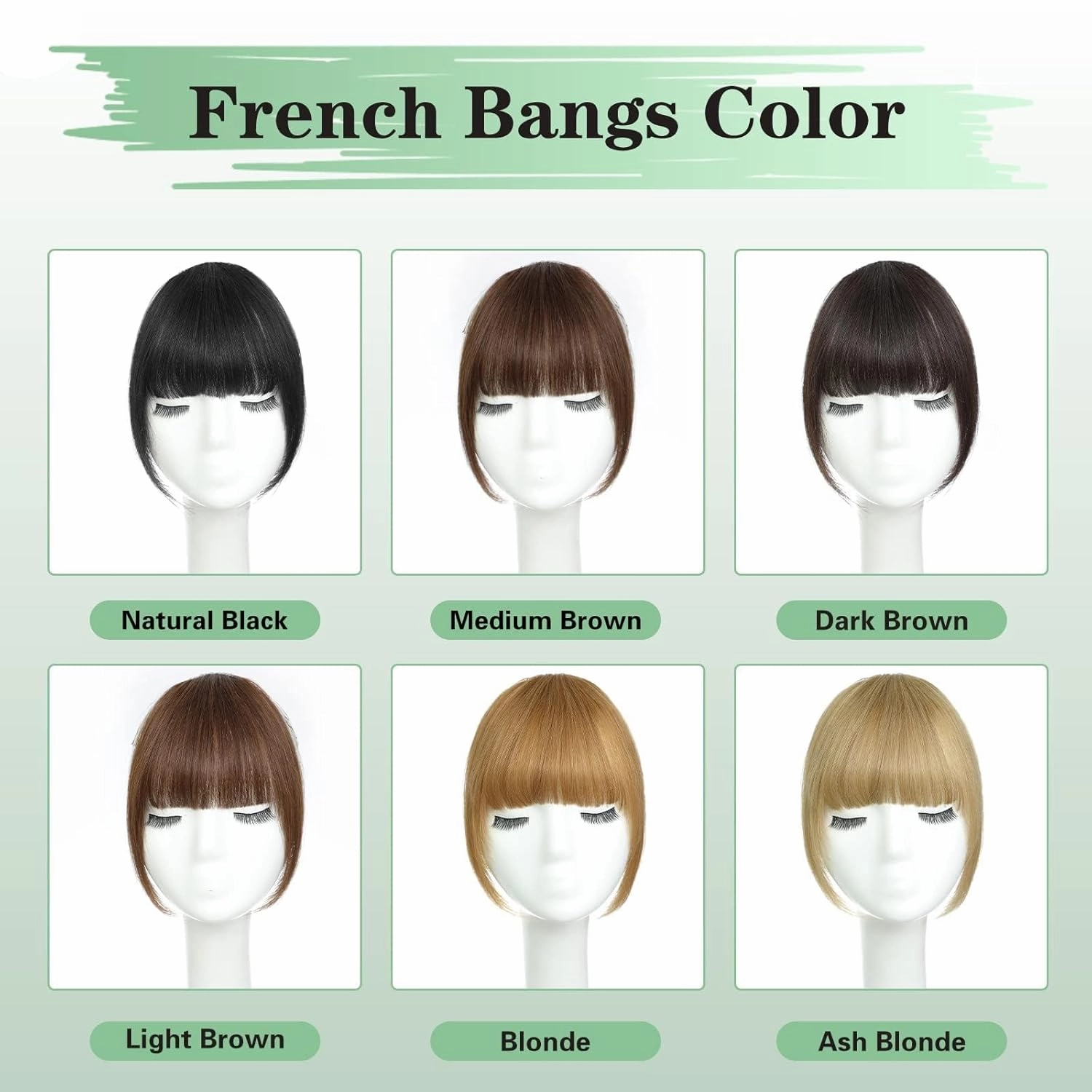NAYOO French Bangs Hair Clip -Medium Brown 100% Real Human Hair Clip in Bangs for Women Fringe with Temples Hairpieces for Daily Wear (Medium Brown)