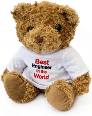 New - Best Engineer in The World - Teddy Bear - Cute Soft Cuddly - Award Gift Present Birthday Xmas