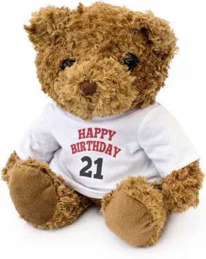 New - Happy Birthday 21 - Teddy Bear - Cute and Cuddly - 21st Gift Present