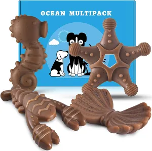NEZIN Dog Chew Toys for Aggressive Chewers, 4 Pack Indestructible Dog Toys with Tough Nylon, Chew Toy Gift for Dogs of All Breed Sizes