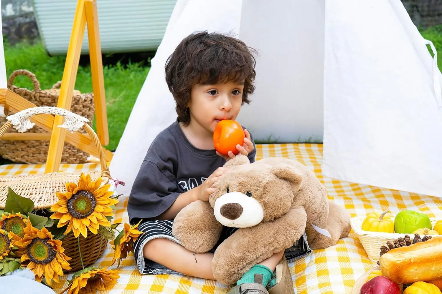 Niuniu Daddy 20" | 3.3 Pound Weighted Bear Stuffed Animals for Adults Kids, Giant Large Teddy Bear Plush Toy, Cute Brown Bear Body Pillow with Soft Fur & Body for Gift Christmas Birthday Holidays