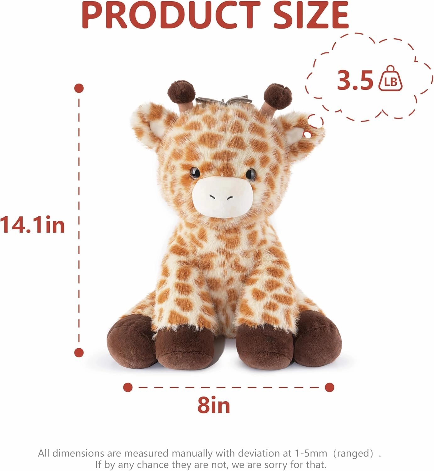 Niuniu Daddy 14" | 3.5 Pound Giraffe Weighted Plush Stuffed Animal, Heavy Giraffe Pillowfort Toys for Kids Adults, Weighted Beads for Stuffed Animals Body Pillow for Gift Birthday Christmas Holiday