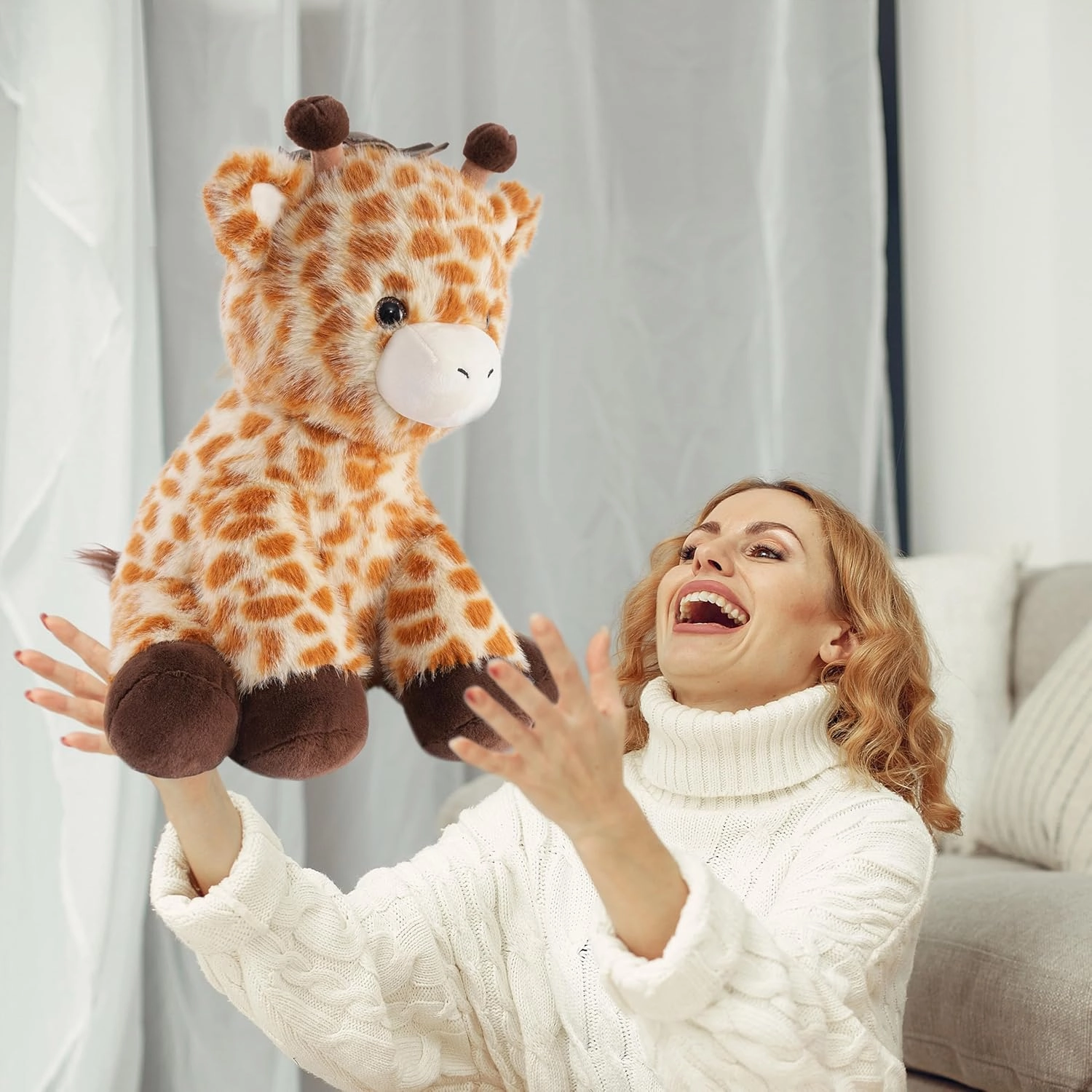 Niuniu Daddy 14" | 3.5 Pound Giraffe Weighted Plush Stuffed Animal, Heavy Giraffe Pillowfort Toys for Kids Adults, Weighted Beads for Stuffed Animals Body Pillow for Gift Birthday Christmas Holiday