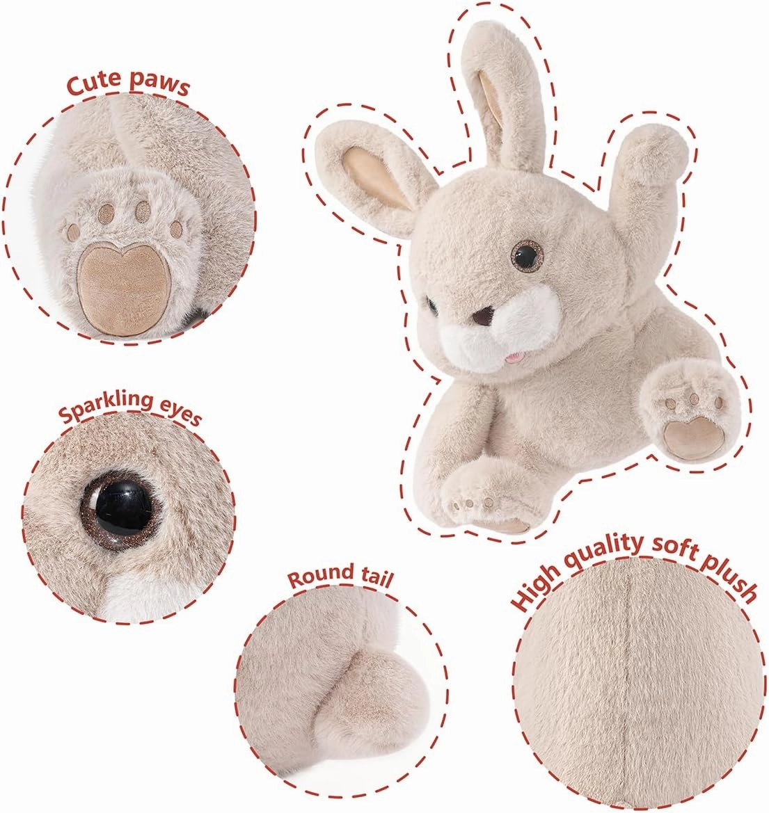 Niuniu Daddy 14" | 3.5 Pound Rabbit Weighted Bunny Stuffed Animals, Large Hugging Plush Animal Toys for Kids Adults Baby, Large Body Pillow for Sleep Gifts Presents Birthday Christmas Holiday