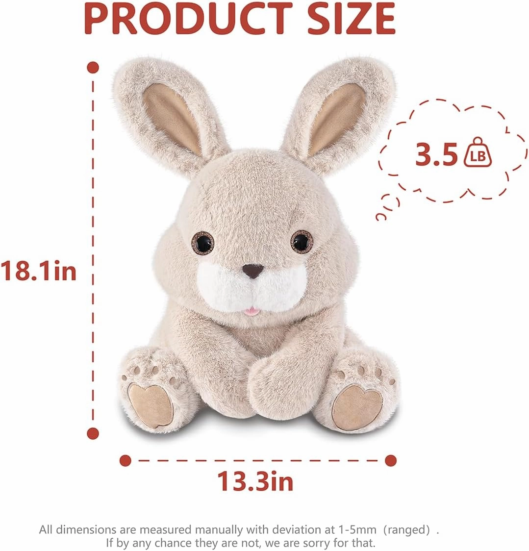 Niuniu Daddy 14" | 3.5 Pound Rabbit Weighted Bunny Stuffed Animals, Large Hugging Plush Animal Toys for Kids Adults Baby, Large Body Pillow for Sleep Gifts Presents Birthday Christmas Holiday