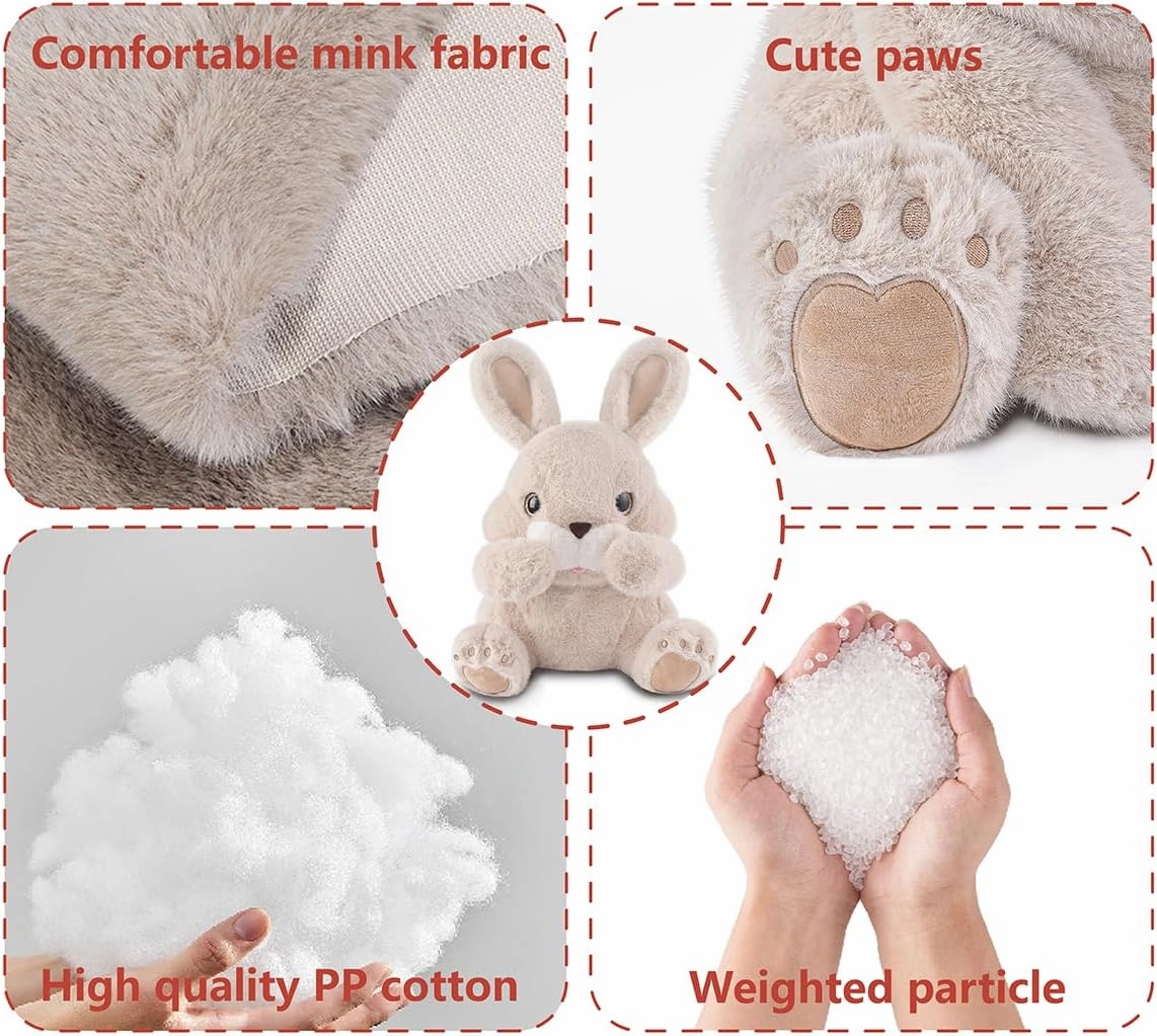 Niuniu Daddy 14" | 3.5 Pound Rabbit Weighted Bunny Stuffed Animals, Large Hugging Plush Animal Toys for Kids Adults Baby, Large Body Pillow for Sleep Gifts Presents Birthday Christmas Holiday