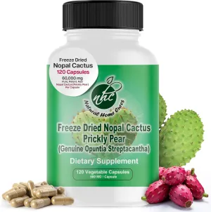 Nopal Cactus Capsules - Freeze Dried 60,000 mg Prickly Pear Extract - Supports Metabolic Health & Healthy Lifestyle - Rich in Betalains & Nitrates - Non-GMO | 120 Veggie Caps