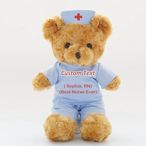 Nurse Gift/Doctor Gift Personalized Teddy Bear with Name, Text or Blessing, Bear Plush to Protect and Cuddle at Bedtime, Personalized Gifts for Birthday/Graduation for Medical Student (8-in-Nurse 3)