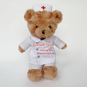 Nurse Gift/Doctor Gift Personalized Teddy Bear with Name, Text or Blessing, Bear Plush to Protect and Cuddle at Bedtime, Personalized Gifts for Birthday/Graduation for Medical Student (8-in-Nurse 5)