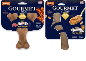 Nylabone Gourmet Style Strong Chew Toy Bundle, Chew Toys for Dogs, Bacon & Peanut Butter Flavor, Small/Regular (2 Count)