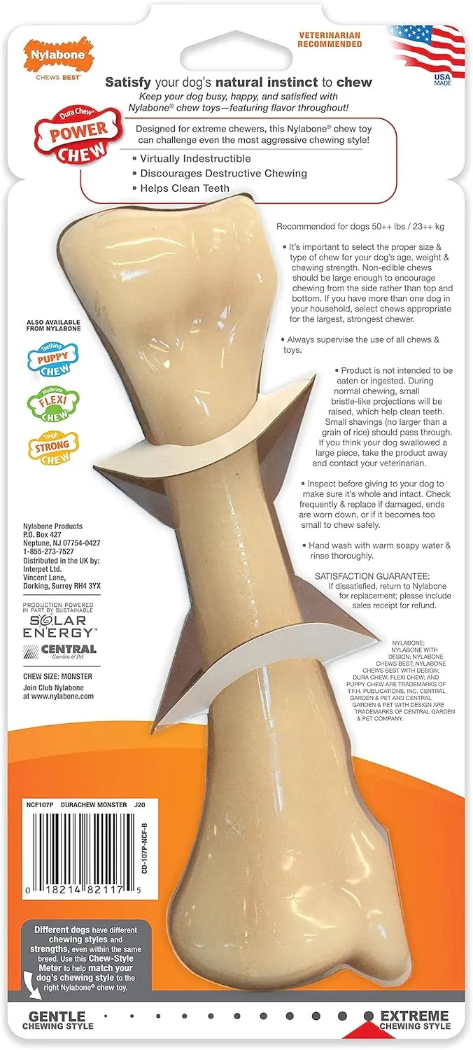 Nylabone Monster Bone Power Chew Toy for Dogs, Dog Toys for Aggressive Chewers, Chicken Flavor, XX-Large - 50   lbs, 1 Count