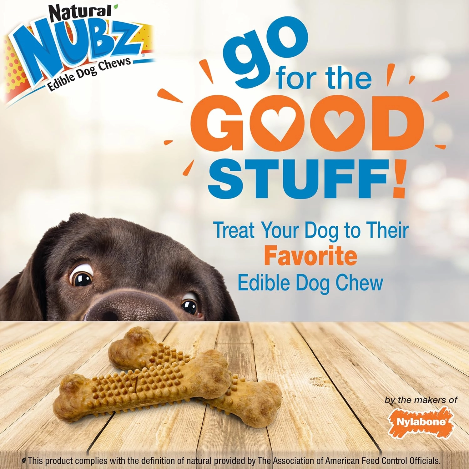 Nylabone Nubz Natural Edible Dog Chew Treats for Small Dogs, Long Lasting Dog Bones Made in USA, Chicken Flavor Dental Chews, for Dogs Up to 25 lbs. (36 Count)