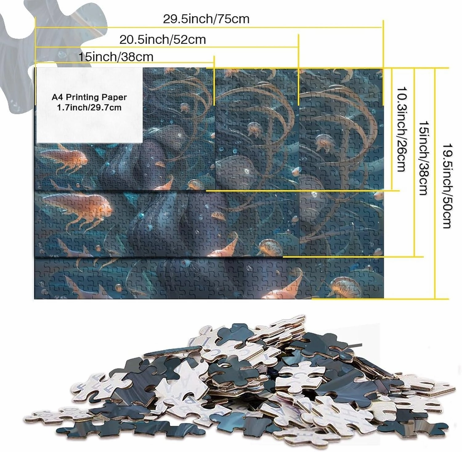 Ocean Girl 1000 Pieces Fish and Girls Adults Fun Jigsaw Puzzles Toy Intellectual Game Home Decoration Education Game Stress Relief Toy Premium & Durable 1000pcs (75x50cm)