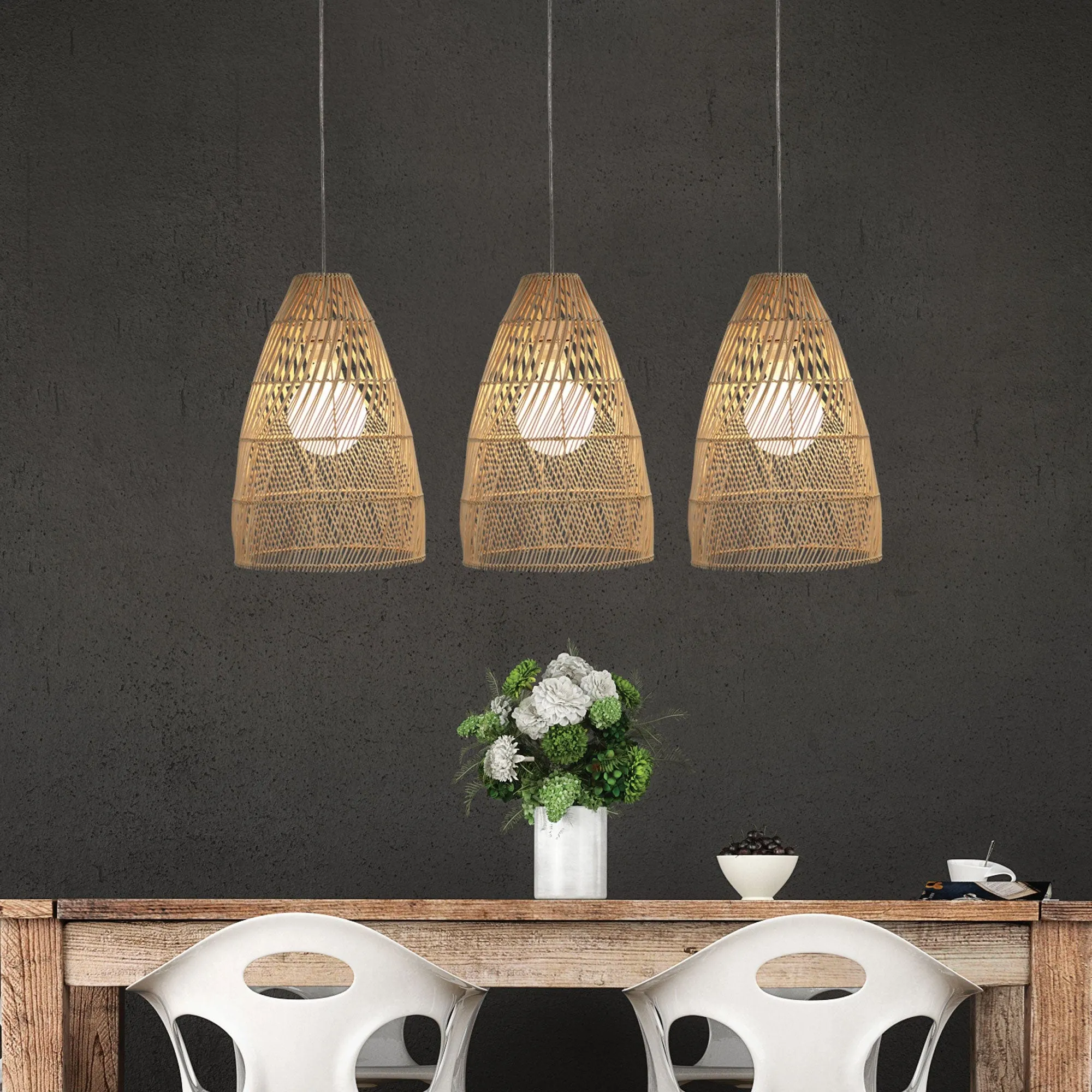 ODEN 30 Natural Cane Woven Rattan Pendant (Shade Only)