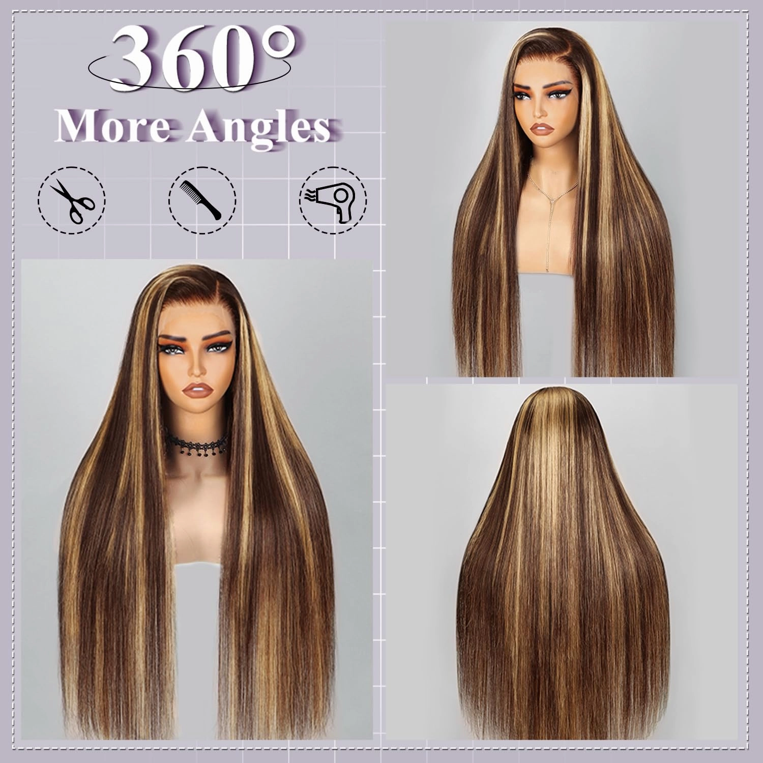 Ombre Lace Front Wig Human Hair 200% Density Honey Blonde Wigs 13x6 Lace Front Wigs Human Hair 4/27 Blonde Highlighted Wig for Women 22 Inch