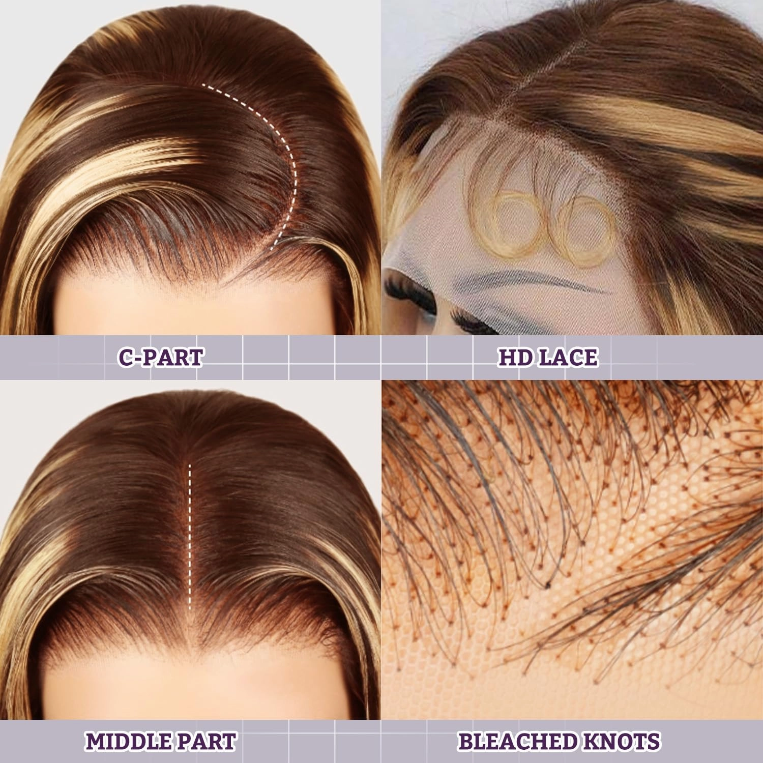 Ombre Lace Front Wig Human Hair 200% Density Honey Blonde Wigs 13x6 Lace Front Wigs Human Hair 4/27 Blonde Highlighted Wig for Women 22 Inch