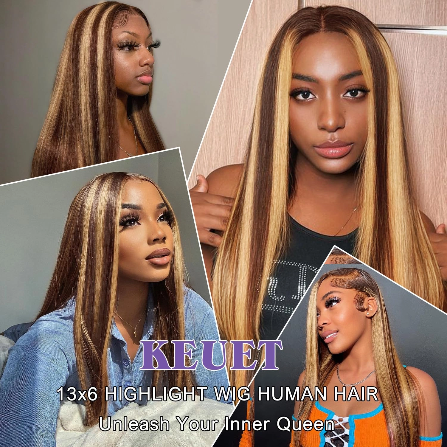 Ombre Lace Front Wig Human Hair 200% Density Honey Blonde Wigs 13x6 Lace Front Wigs Human Hair 4/27 Blonde Highlighted Wig for Women 22 Inch