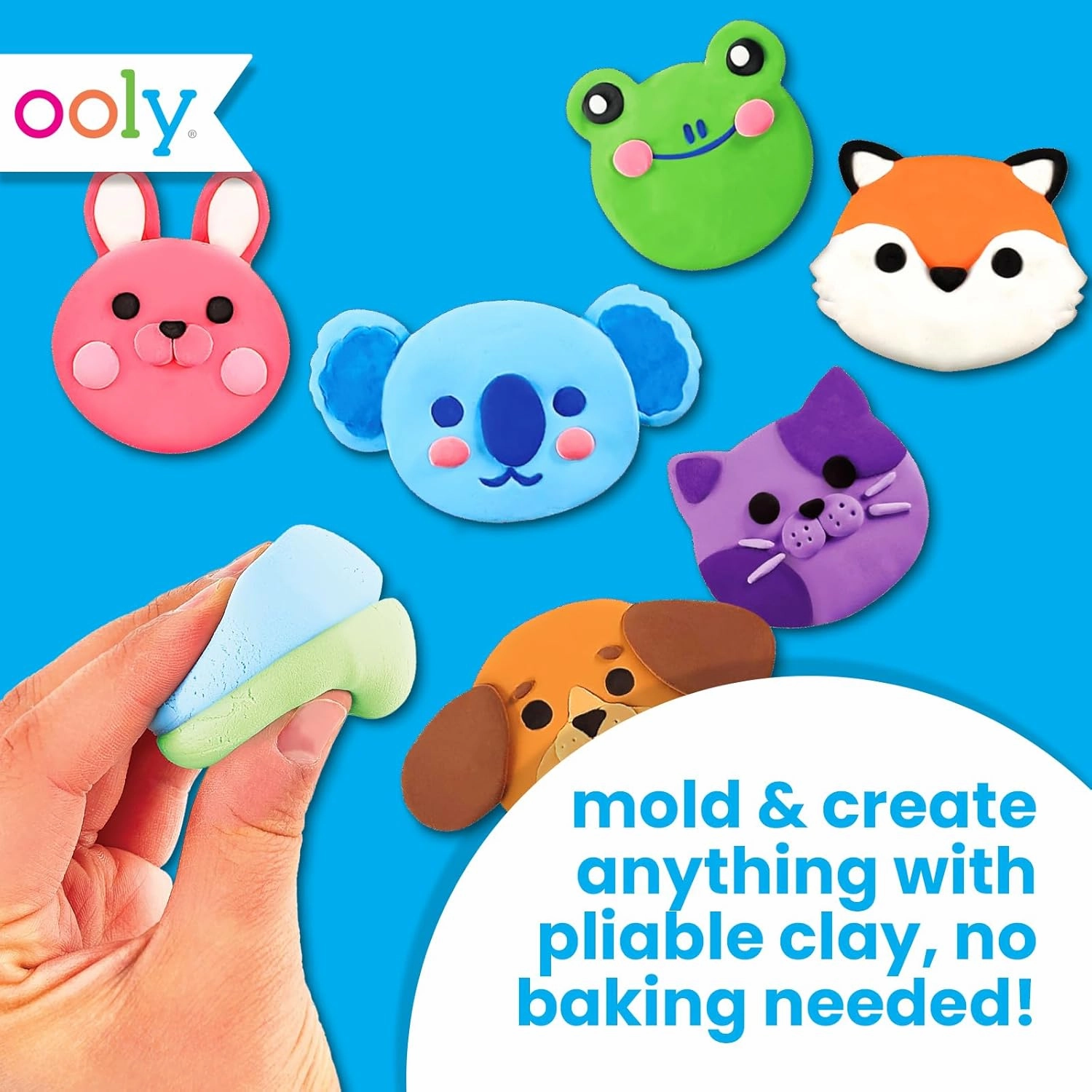 Ooly Creatibles, 24 Colors Air Dry Clay Kit for Kids Craft, Modeling Clay with 3 Shaping Tools, Craft Supplies & Materials, Airdry DIY Art Set for Kids Ages 6 and Up