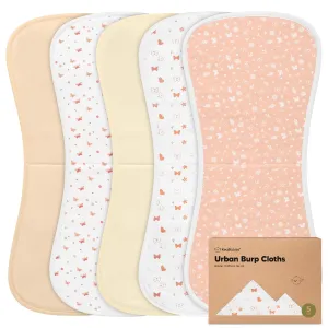 Organic Burp Cloths Baby Boy & Girl - 5-Pack Super Absorbent Cotton Burping Cloths for Babies, Soft & Plush Newborn Spit Up Rags, Infant Towels for Milk Spit Up, Unisex, Large 21" x 10" (Butterflies)