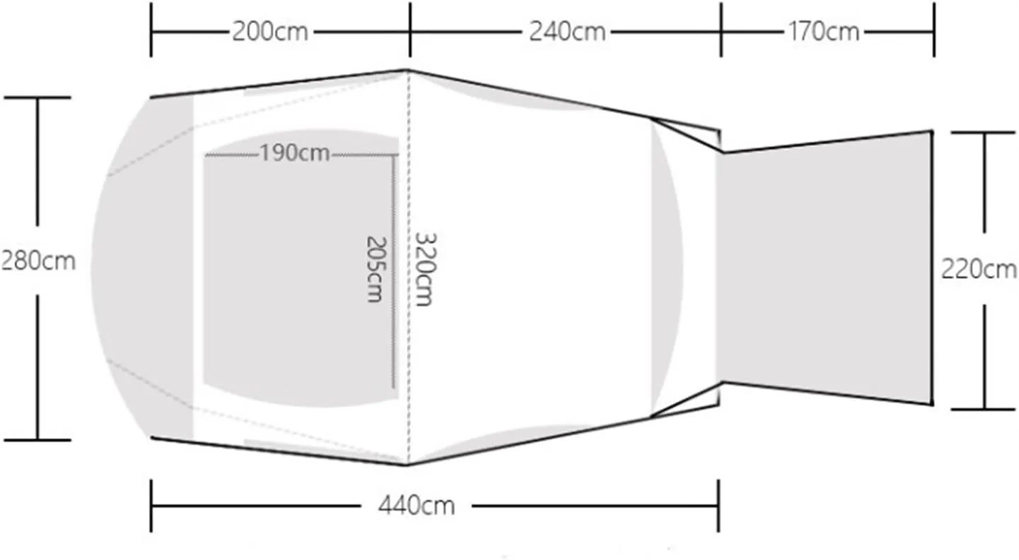 Outdoor Car Tail Tent Family Self-Driving Camping Tent Thickened Rainproof Car Side Tent Does Not Include Inner Tent