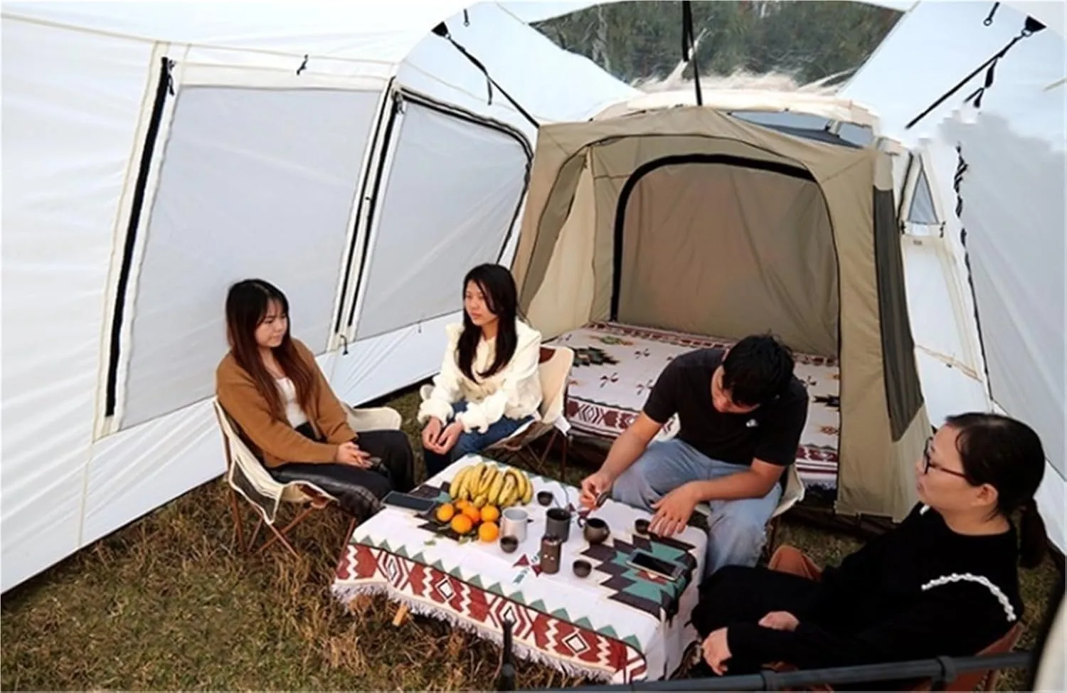 Outdoor Car Tail Tent Family Self-Driving Camping Tent Thickened Rainproof Car Side Tent Does Not Include Inner Tent