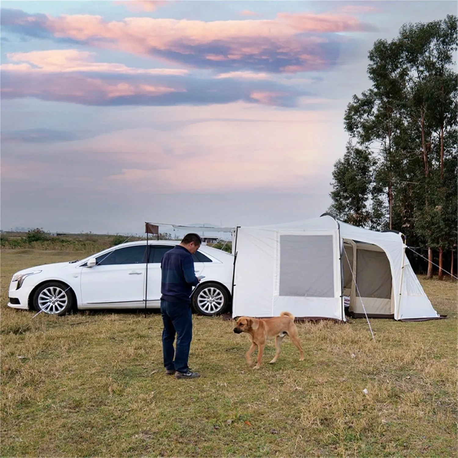 Outdoor Car Tail Tent Family Self-Driving Camping Tent Thickened Rainproof Car Side Tent Does Not Include Inner Tent